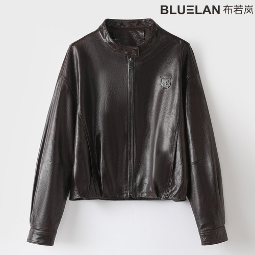油蜡翡翠头层绵羊皮皮衣女短款2026春秋新款真皮外套高级感皮夹克