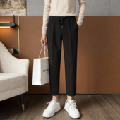 韩版 潮牌百搭九分休闲裤 春夏季 系绳休闲裤 裤 直筒修身 西装 子男 男款
