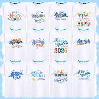 班服定制初中高中小学生幼儿园纯棉短袖毕业服装同学聚会T恤团体