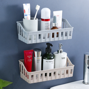 卫生间置物架壁挂浴室置物架免打孔厕所吸壁式吸盘卫浴收纳三角架