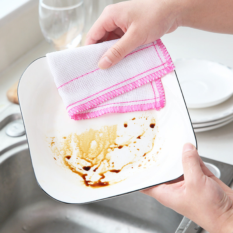 洗碗布不沾油纯棉百洁抹布吸水不掉毛厨房专用刷碗毛巾家用清洁帕