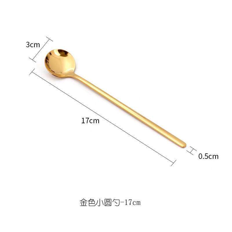 全铜长柄汤匙咖啡勺黄铜圆勺子西餐具汤匙创意成人儿童家用纯铜勺
