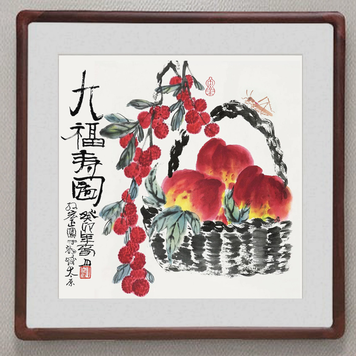 名家国画花鸟寿桃斗方真迹三尺四尺孙宏正纯手绘玄关客厅茶室挂画