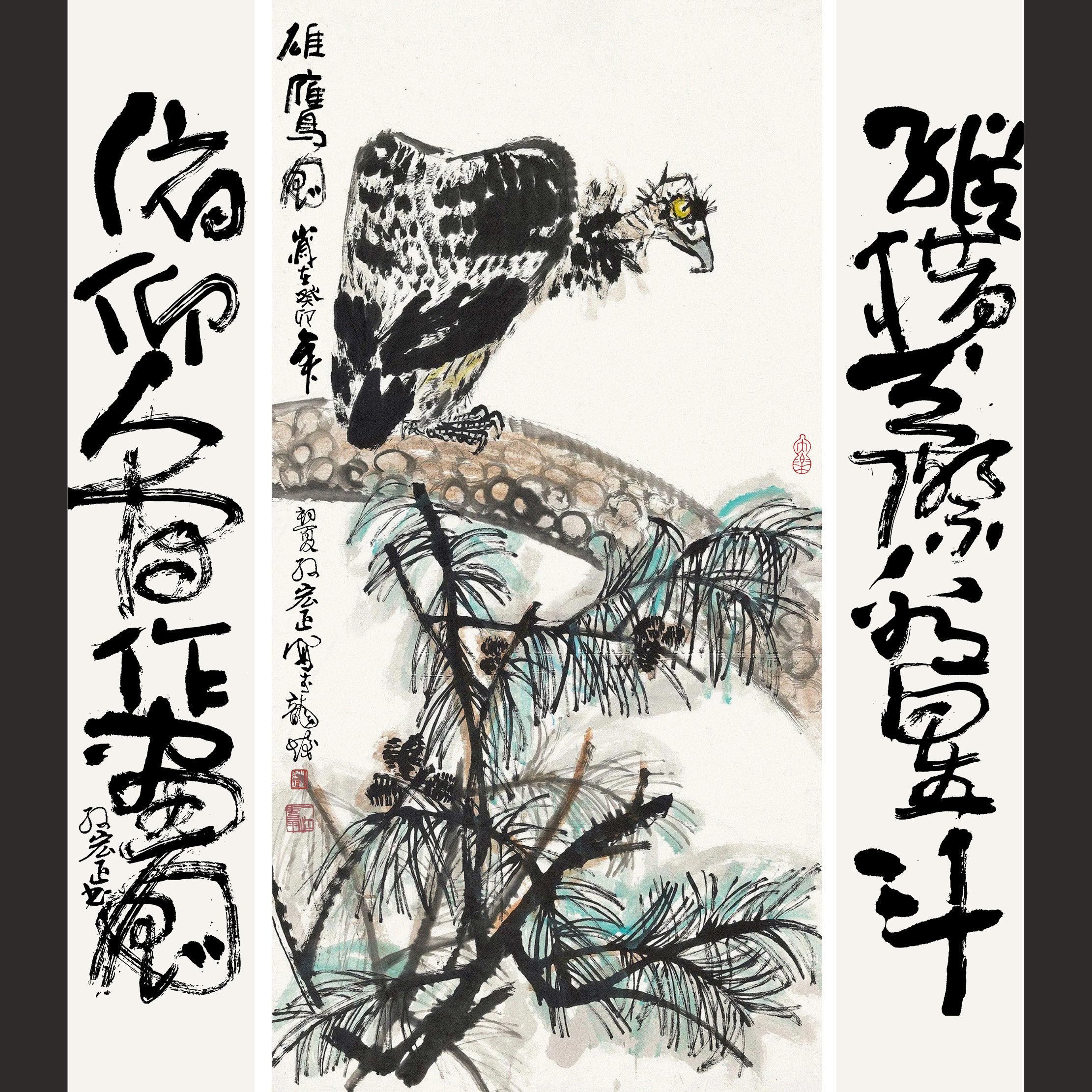 名家国画雄鹰鹏程万里孙宏正纯手绘四尺中堂真迹中式客厅茶室挂画