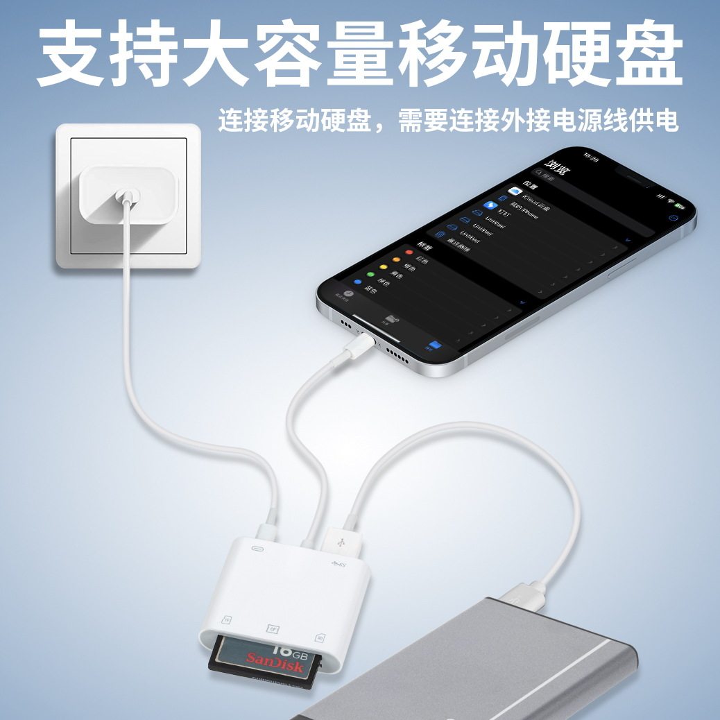 cf卡手机读卡器 读tf内存卡相机sd卡 多功能读U盘 硬盘外接