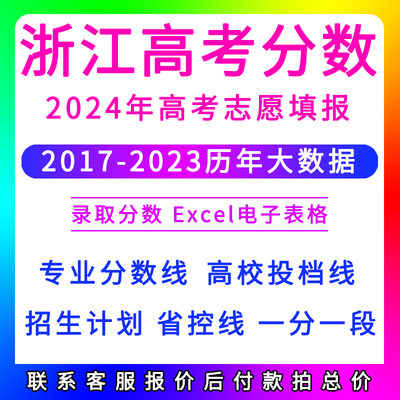 浙江省2024年高考志愿填报数据院校专业录取分招生计划excel表格