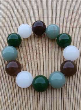 新品爆款精致细腻晴水色绿色白色烟紫色多宝手串颗颗饱满珠圆色润