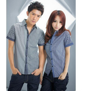 情侣衬衫 TB潮牌衬衣男女装 情侣短袖 衬衫 2020夏装 男士 欧美风情侣装