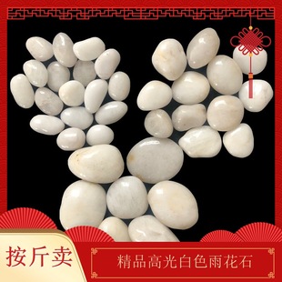 天然亮光白石深抛光鹅卵石雨花石白色鱼缸石头园艺装饰庭院铺路石