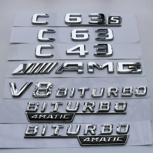 新款C级C63S C43 AMG后尾标V8BITURBO 4MATIC6.3改装车标车贴