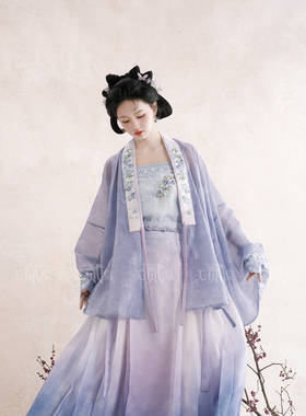 无贰集【蓝楹】明制对交穿吊带渐变马面裙紫色国风汉服春夏新品