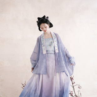 明制对交穿吊带渐变马面裙紫色国风汉服春夏新品 无贰集 蓝楹