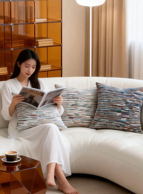 默色空间新中式幻彩高级感抱枕与腰枕客厅沙发靠垫高克重双面靠枕