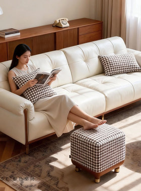 MOSE威尔士格沙发凳原创设计棉麻方凳家用换鞋凳高端布艺茶室凳