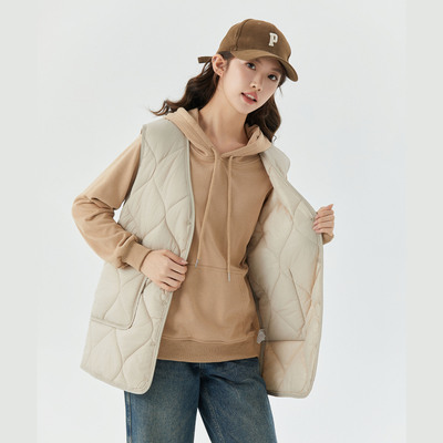 女士保暖加大加厚加绒中长款女款羊羔毛扣子休闲外穿棉马甲2505