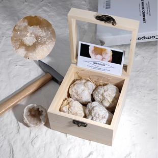 天然摩洛哥水晶球玛瑙晶洞原石晶簇矿石头聚宝盆地质科普教学标本