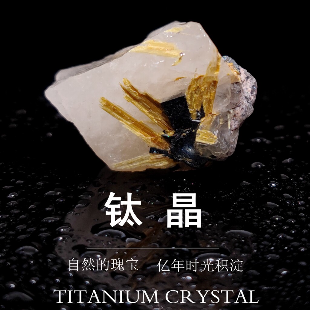 天然巴西钛晶发晶水晶原宝石金红石头猫矿标地质科普教学标本摆件