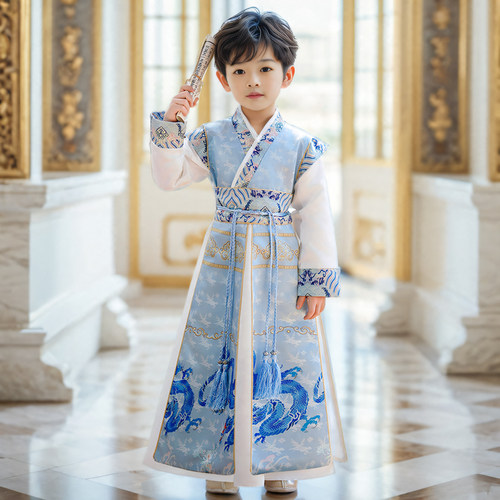 儿童汉服男童古风飞鱼服国风古装