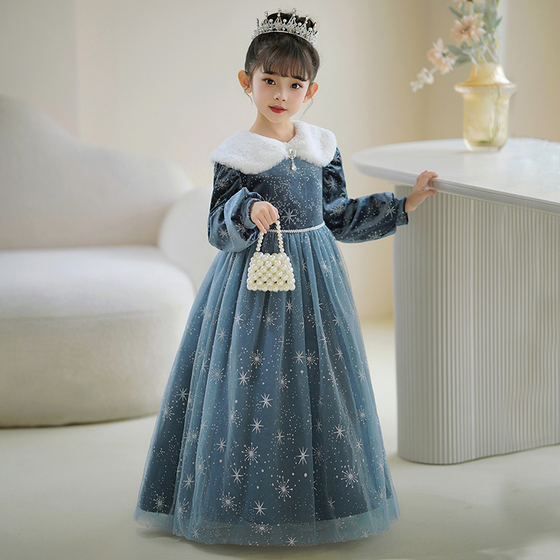 女童爱莎公主裙儿童冰雪奇缘裙子