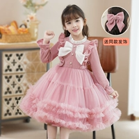 Розовый [хлопковой] фавориты и отправьте ту же зажим для волос с луком