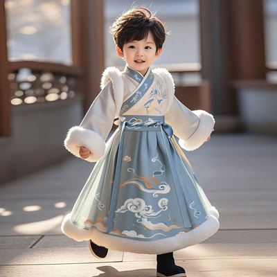 男童新中式国风汉服古风加绒唐装