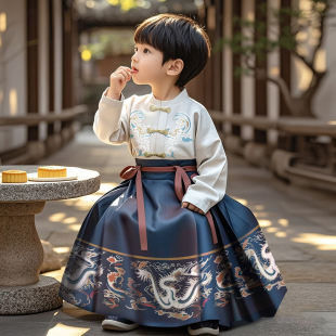 男孩帅气唐装 男童汉服古风马面裙套装 国风古装 儿童新中式 2025新款