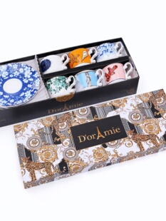 意大利轻奢海神咖啡杯碟意式 咖啡杯两件套浓缩咖啡小号陶瓷杯礼盒