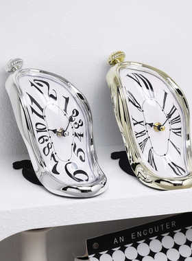 轻奢高级氛围感扭曲融化弯曲时钟挂钟客厅个性静音钟表装饰品摆件