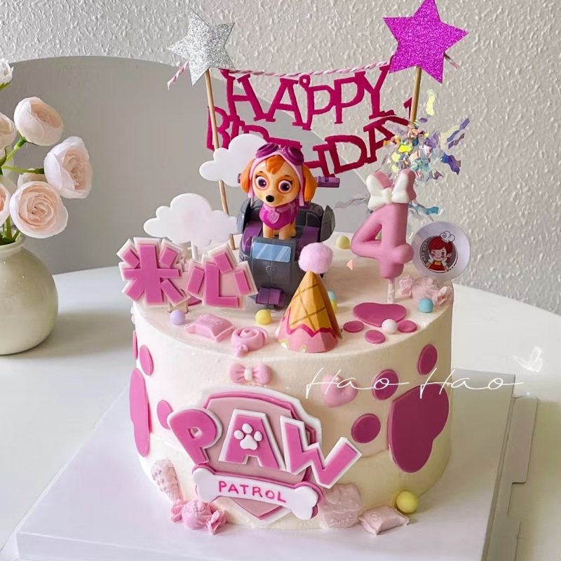 网红卡通狗狗队长生日蛋糕装饰