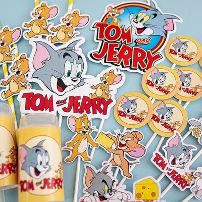 猫和老鼠蛋糕装饰摆件儿童生日