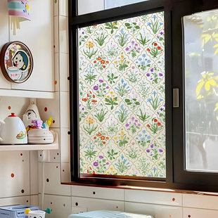 法式ins窗花静电玻璃贴纸透光不透明浴室防走光防窥柜门装饰贴膜