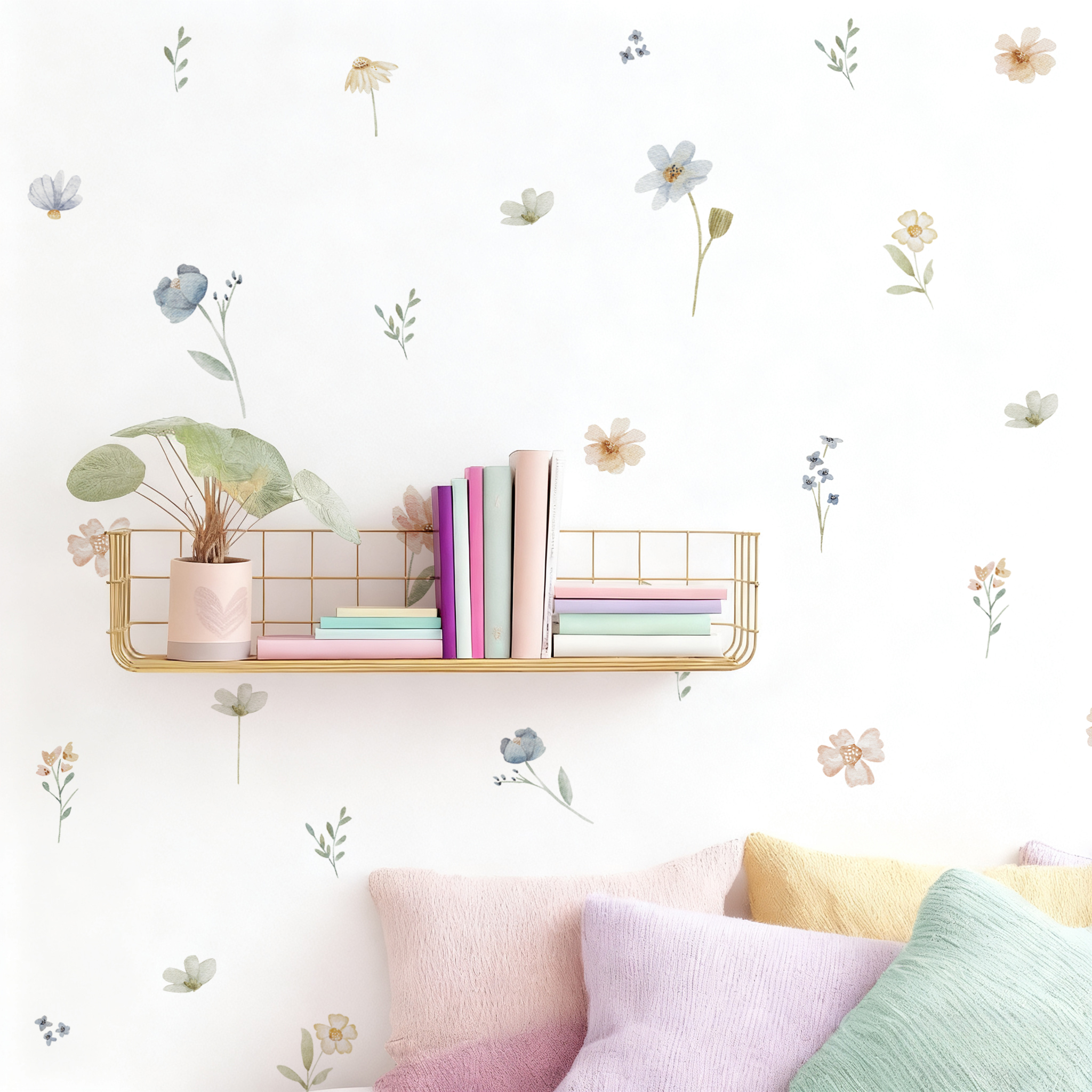 北欧ins水彩树叶墙画树叶卧室客厅书房儿童房装饰墙贴纸