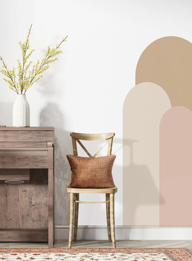 Boho arch元素客厅卧室背景拱形墙贴纯色几何墙纸自粘艺术防水