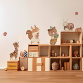 北欧ins儿童房动物派对墙贴纸装 饰墙饰自粘环保幼儿园卧室婴儿房