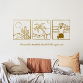 看海北欧风墙贴抽象风景创意贴画客厅沙发卧室房间装 饰背景墙贴纸