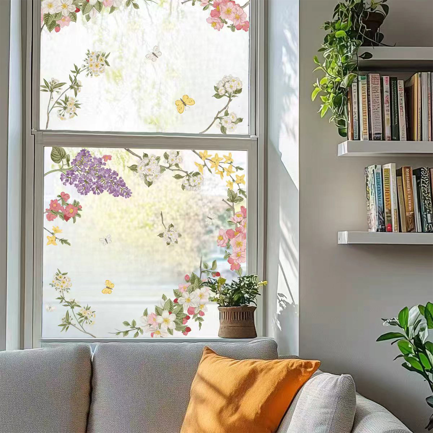 法式复古静电无胶贴玻璃门装饰窗贴梳妆镜穿衣镜半身镜DIY窗花