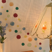 复古ins墙贴几何圆点儿童房墙面装 饰水彩卧室背景书房幼儿园贴画