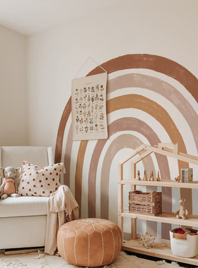 北欧ins风boho布墙贴超大彩虹自粘儿童房客厅幼儿园墙面背景装饰