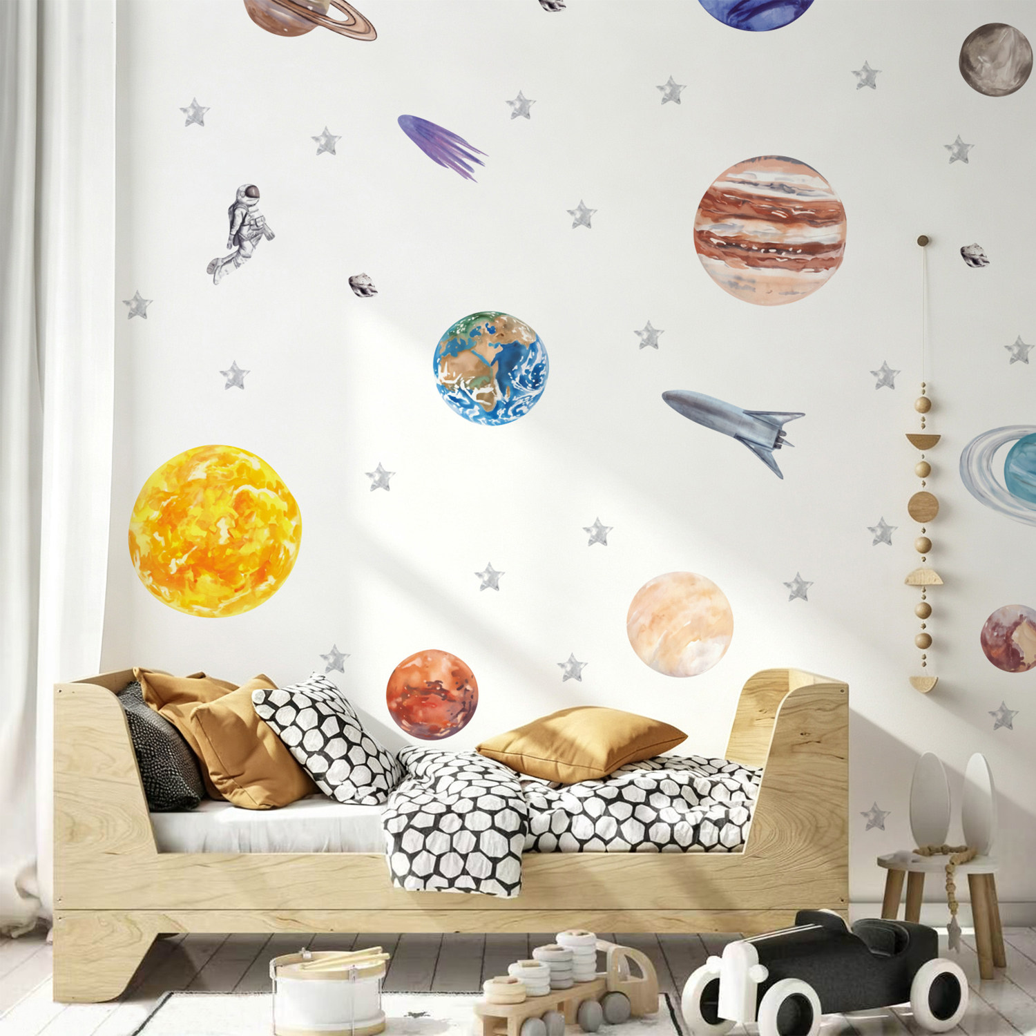 北欧宇宙行星太空儿童房玻璃贴画墙贴男孩卧室贴纸幼儿园墙面装饰