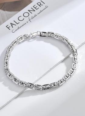 同款十字手链男士款白金质感高级感霸气粗手饰镀铂金密卡链不掉色