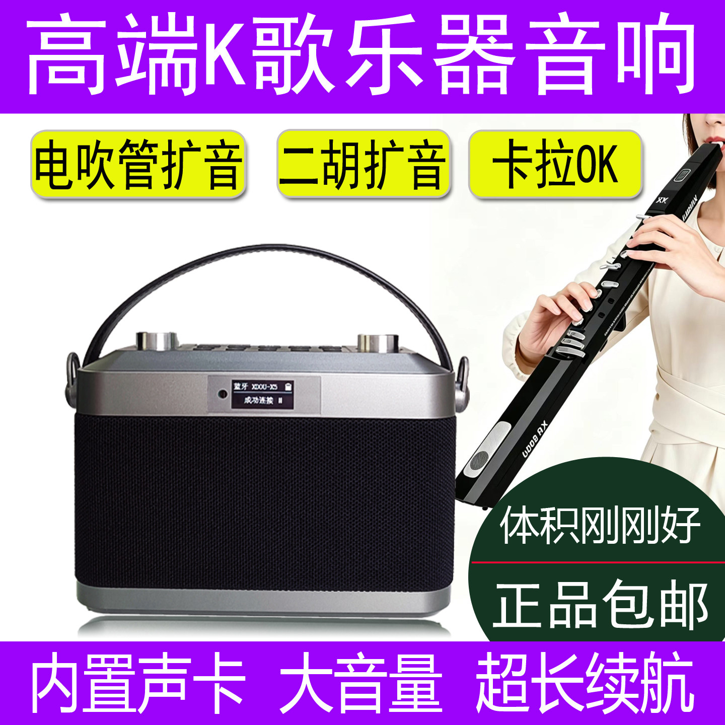 禾田小豆蓝牙无线音箱电吹管二胡乐器K歌大音量户外长续航音响