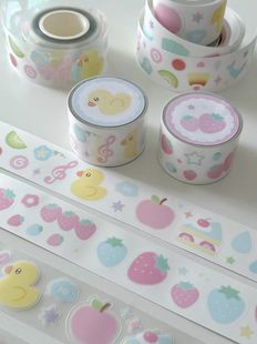 分装-北北村原创切膜贴纸卷韩系童趣可爱防水手账贴纸装饰打底