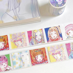 分装-北北村原创复刻日系昭和复古和纸胶带拼贴人物手帐素材可爱