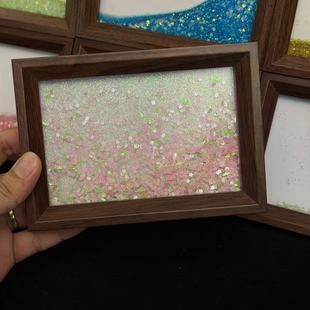 粉色花瓣流沙相框可摆可挂装饰配书写纸自己DIY摆台中式桌面摆台