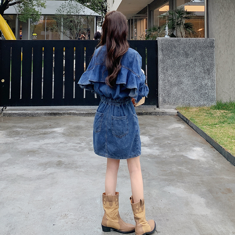 今年流行牛仔长袖连衣裙女春季2025新款设计感小个子休闲显瘦裙子