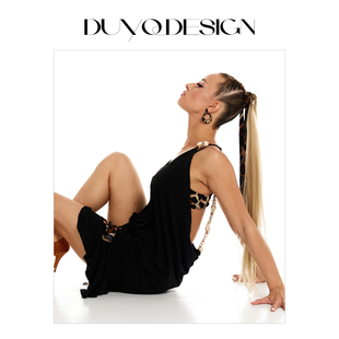 DUYQ 013黑色串珠吊带裙国标女士专业拉丁舞练功服 Polina