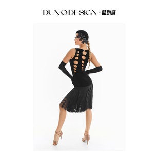 DUYQ 005原创镂空连体上衣国标女士拉丁舞练功服 夜阑星拉丁