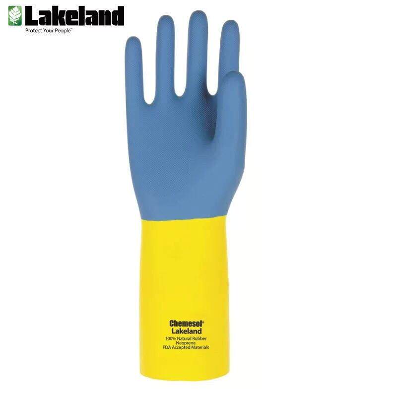 LAKELAND雷克兰ECR27F工业耐酸碱氯丁橡胶防化手套绒里保暖防腐蚀
