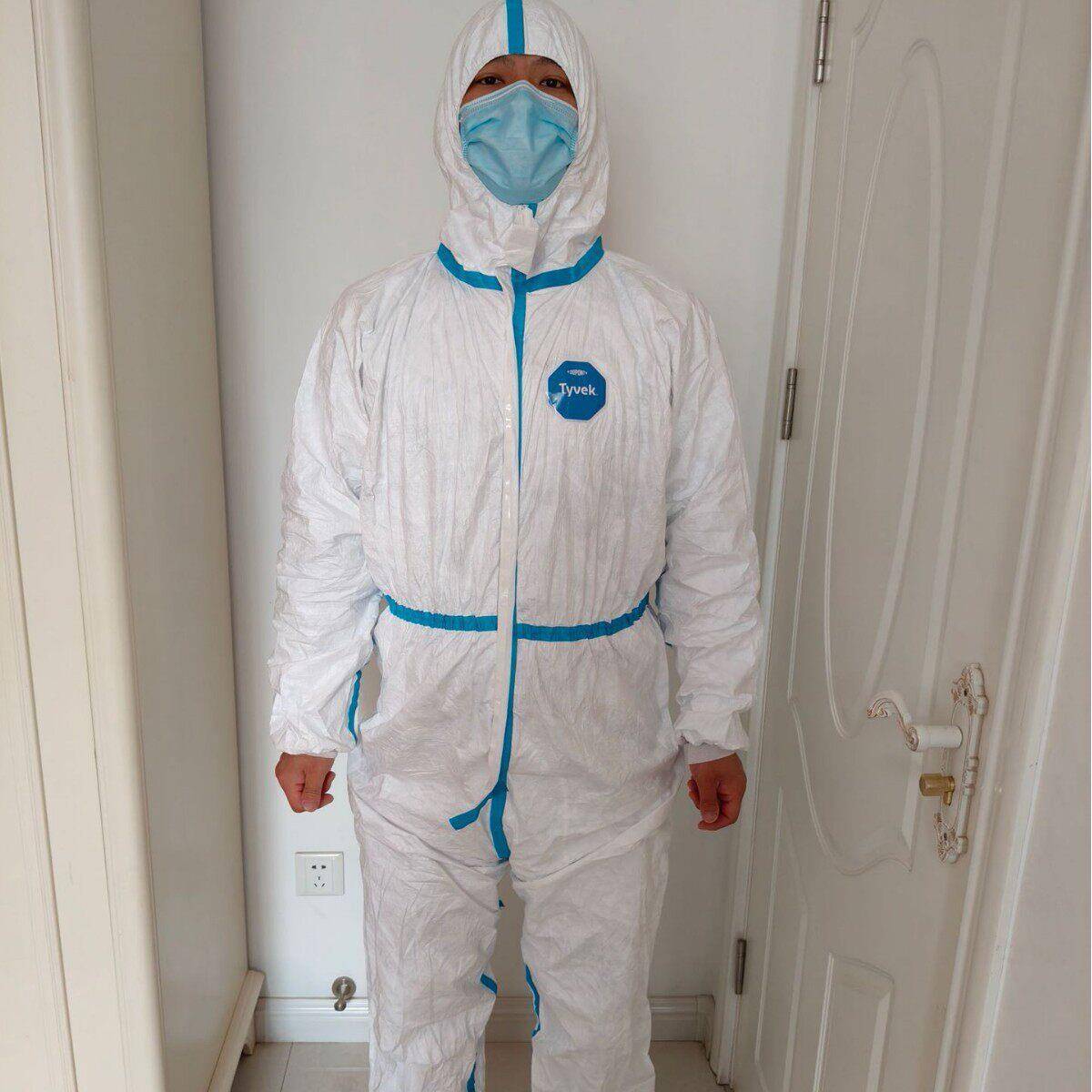 杜邦1422a特卫强Tyvek一次性防护服连脚胶条Dupont隔离衣防护服