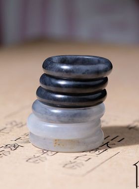 住朴和田玉戒指指环青花籽料